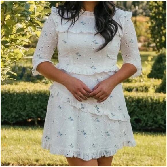 JessaKae Dresses & Skirts - NEW JessaKae White Eyelet Ruffle Dress Size XL